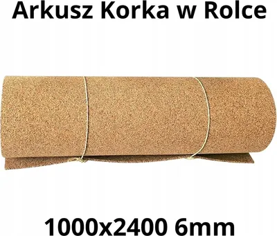 Zdjęcie produktu dla Wysokiej jakości naturalny arkusz korka w rolce 6 mm - 1000x2400mm (1 szt.)