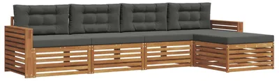 Produktbild von vidaXL Outdoor-Sofagarnitur 5 stk. Natur und Anthrazit