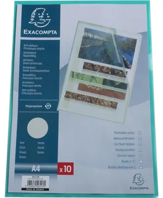 Produktbild von Exacompta 10x Pack 10 Aktensichthüllen genarbtem PP 120µ, A4, Grün, 56113E
