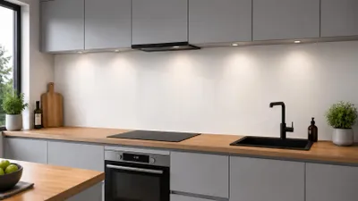 Imagen del producto de Panel protector para cocina, blanco, de 3 mm, compuesto de aluminio, ideal como protección contra salpicaduras. Panel para cocina, resistente al agua, con acabado mate, efecto loto y protección UV. Dimensiones: 240 x 60 cm