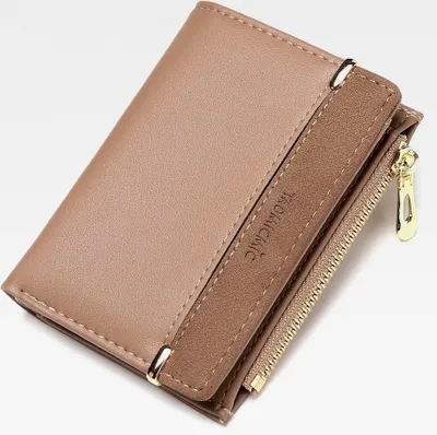 Produktbild von Kleine Damen Geldbörse aus Leder mit RFID-Schutz, Mini Geldbeutel mit Reißverschluss und Münzfach, Portemonnaie mit Kartenfächern