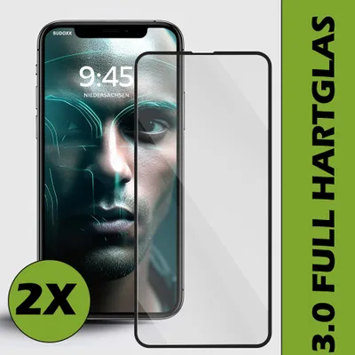 Produktbild von 2x Full Panzerfolie Für iPhone 17 Pro Max Echt Glas HQ+ Schutzglas Hartglas für Panzerglas Klar Glasfolie