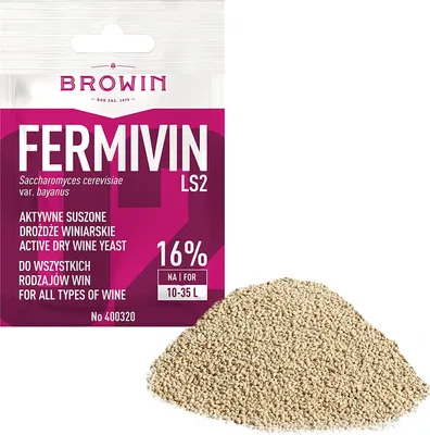 Produktbild von Universelle, aktive getrocknete Weinhefe FERMIVIN– für Weiß-, Rot-, Rosé- und Schaumweine – bis 16% Alkohol, ideal für den „Neustart der Gärung“, für 10-35 L Cuvée, 7 g