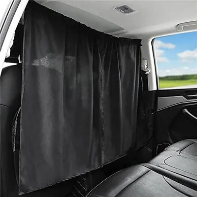 Produktbild von Auto-Trennvorhänge, Sonnenschutz, 190 x 120 cm, groß, schwarz, für Vordersitz, Trennwand, Seitenfenster, Sonnenschutz, universell für Auto, Wohnmobil, T5, T6