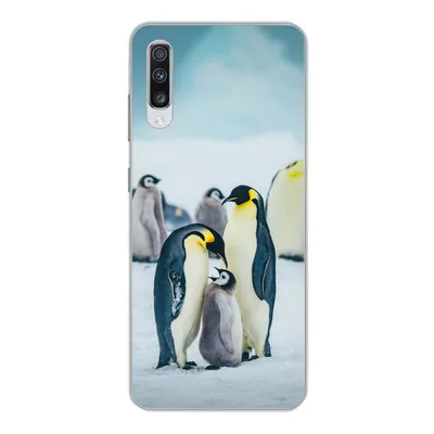 Produktbild von MuchoWow® Handyhülle Schutzhülle Hülle für Samsung Galaxy A70 Kaiserpinguin-Küken wird gefüttert Silikon Softcase Handy Hülle - Schutzhaube