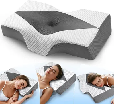 Produktbild von Ergonomisches Kopfkissen - Viscoelastischer Schaum - Nackenstütze für Nacken- und Schulterschmerzen