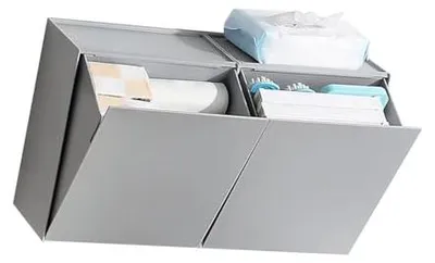Wand-Aufbewahrungsbox mit Klappdeckel, Kunststoff, Grau
