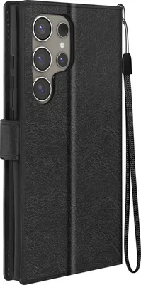 Image de Mayaxess, Samsung Galaxy S24 Ultra Etui portefeuille avec fonction de support et dragonne, noir