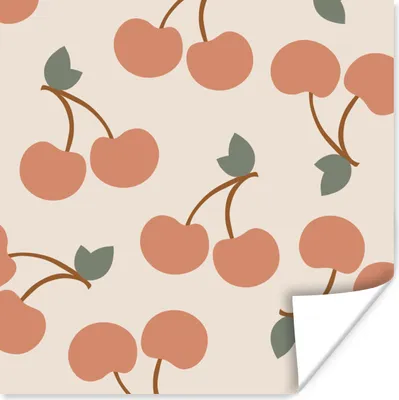 Produktbild von MuchoWow® Poster Obst - Pastell - Kirsche - Sommer 75x75 cm - Wand Dekoration