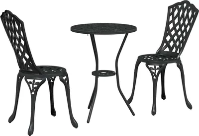 Obrázek produktu pro Zahradní bistro set 3 pcs Černá Hliník