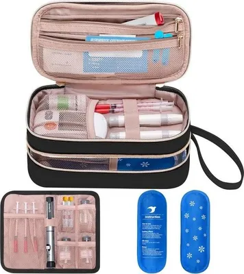 Image de Sac de voyage isotherme pour médicaments contre le diabète – Portable – 1 pièce – Noir – Isotherme