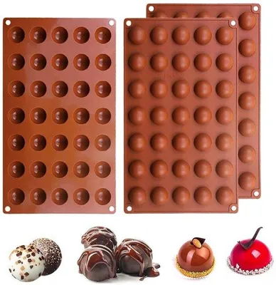 Produktbild von Silikonformen - Set aus 3 - Halbkugel - Biegsam - Lebensmittel-sicherer Silikon - BPA-frei - Einfach zu Reinigen - Backform