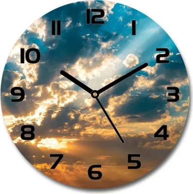 Produktbild von Wanduhr aus Glas 30fi Glasbild Glasuhr Gehärtetes Glas - schwarze-zeiger - Sunset sky