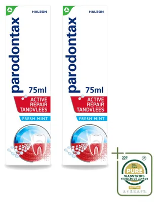 Imagen del producto de 2 tubos de pasta dental Parodontax Active Repair, sabor a menta fresca, para el cuidado de las encías, 75 ml - Paquete ahorro - 2 unidades