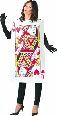 A woman wearing a Queen of Hearts costume.