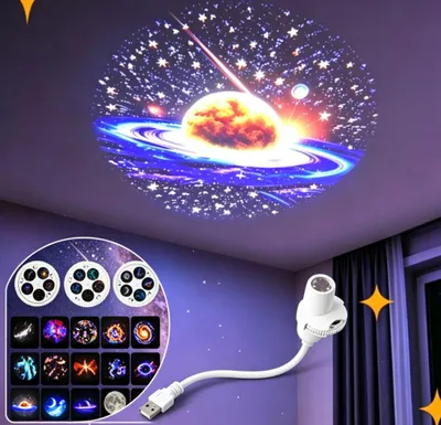 Produktbild von Sternenhimmel Projektor - Sternenhimmel Night Light, 5 in 1 Plug-and-Play Projektor Lampe, 360° Drehbarer Sternenprojektor mit USB-Anschluss