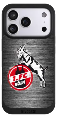 Produktbild von NIVOCASE Handyhülle für Apple iPhone 17 Pro Hülle NIVOpure Case Schwarz 1. FC Köln Metallic Look Offizielles Lizenzprodukt