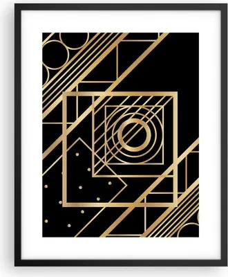 Produktbild von Gerahmtes Poster - Schwarzer Rahmen - Abstraktion Quadrat Gold - 40x50 cm - Wand Bild - Wanddeko - Wandbilder - Kunstposter - Wandposter - Bilderrahmen - Bilder - Kunstdruck - P2BPA40x50-4375