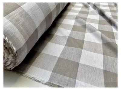 Produktbild von Karierter Leinenstoff in Grau und Weiß – 150 cm breit – Meterware