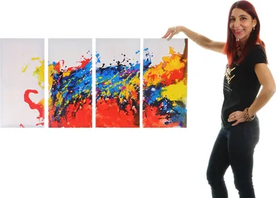Produktbild von Wandbild Wave, 100% handgemaltes Ölgemälde Gemälde XL, 120x60cm