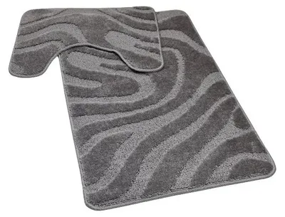 Obrázok produktu pre Sada 2 kúpeľňových rohoží s výrezom pre toaletu, Venus 50x80 + 40x50, svetlosivá