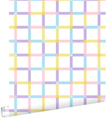 Obrázok produktu pre Tapeta ESTAhome s kockovaným vzorom, fialová, žltá, ružová a modrá, 50 x 900 cm