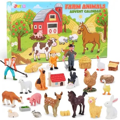 Productafbeelding van Adventskalender 24 Stuks Boerderijdieren Figuren van Hars Kerst Countdown Kalender met Mini Figuren Boerderij Speelgoed voor Kinderen Partyspeelgoed