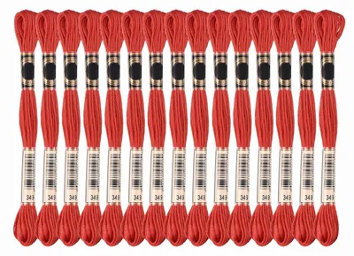 Stickgarn 15 Stränge, Polyester, leuchtend Rot, 8 m, 1 mm Ø