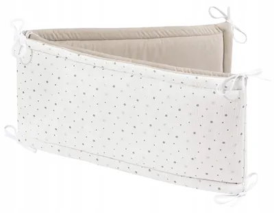 Obrázek produktu pro Jukki mantinel 180x30 cm do postýlky 120x60 – s úvazky – Little Stars Muslin & Ecru Velvet