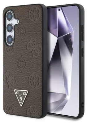 Immagine prodotto di Etui Guess Grained Hot Stamp Peony Pattern Triangle Logo Magsafe Do Samsung Galaxy S25 Brązowy