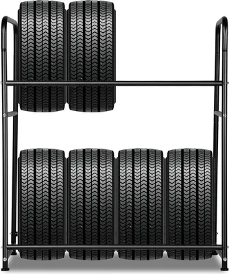 Zdjęcie produktu dla Stojak na opony Jopassy Stojak na opony na 8 opon Stojak na felgi Stojak magazynowy Drzewo na felgi Stojaki magazynowe 107 x 46 x 117 cm Oszczędność miejsca Ładowność 180 kg