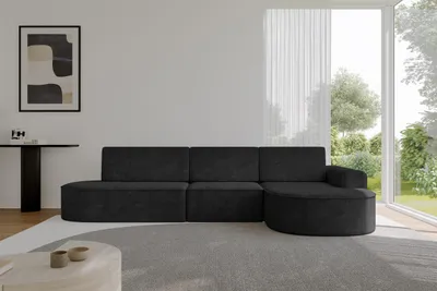 Produktbild von ALTDECOR Ecksofa mit Schlaffunktion und Bettkasten - MARI-L2-S - 368X167X85 - Schwarz Corner Sofa Eckcouch Couch L-Form, links/rechts angeordnet, Schlafcouch Ausziehbar Wohnlandschaft