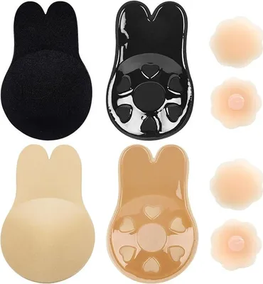 Produktbild von Klebe BH Push up, 2 Stück Rückenfrei Trägerloser BH mit 4 Nippelpads, Wiederverwendbare Unsichtbarer Klebebh, Backless Selbstklebender BH für Alle Rückenfreie Kleidung, B