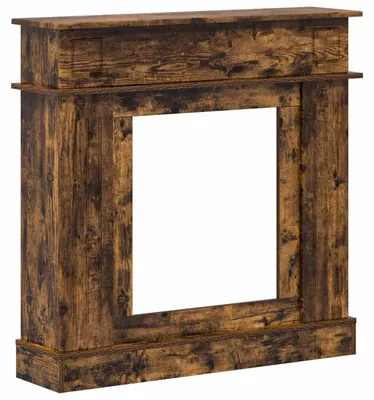 Image de vidaXL Revêtement pour cheminée en bois imitation chêne fumé, 102 x 26 x 100 cm