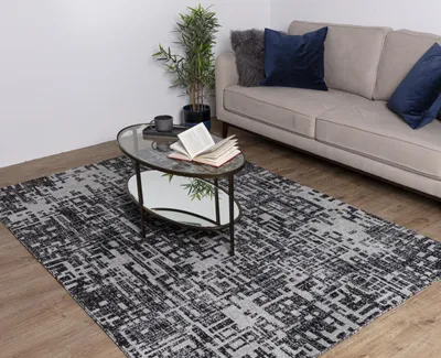 Abstrakter geometrischer Teppich, 160x230 cm, Grau