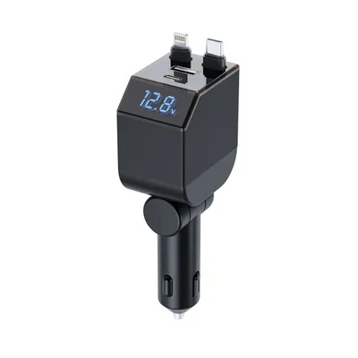 Produktbild von Einziehbares Auto Ladegerät 84W Handy Schnellladegerät Auto Zigarettenanzünder SteckerAdapter Retractable Car Charger Kompatibel mit iPhone15/14/13/12