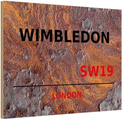 Produktbild von vianmo Holzschild 20x30 cm Wimbledon SW19 rust Europa