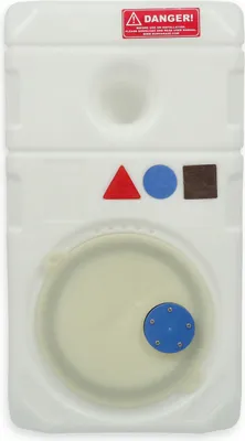 Produktbild von stabiler 48 Liter Tank mit Blinddeckel und Verschluss aus weißem Kunststoff
