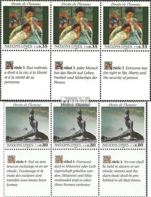 Produktbild von Briefmarken UNO - Genf 1989 Mi 180-181 Sechserblock (kompl.Ausg.) gestempelt Menschenrechte