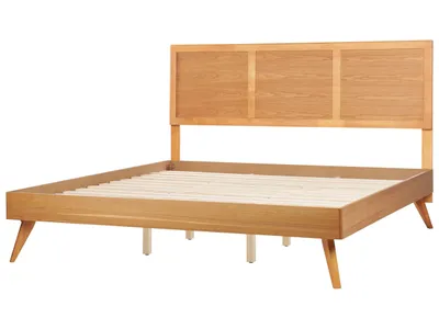 Obrázek produktu pro BELIANI Postel přírodní jasan MDF 180 x 200 cm lamelový rošt s čelem rustikální styl ložnice
