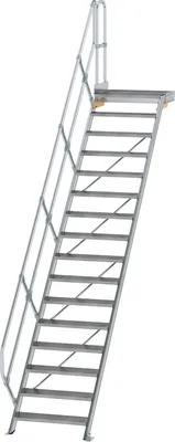 Produktbild von MUNK Treppe mit Plattform 45° inkl. einen Handlauf, 800mm Stufenbreite, 16 Stufen