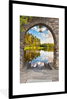 Produktbild von MuchoWow® Gerahmtes Poster Landschaft - Ausblick - Wasser 60x90 cm - Poster mit Schwarzem Bilderrahmen Wandposter Rahmen Foto Bilder - Dekoration - Wandposter Wohnzimmer - Hochwertig