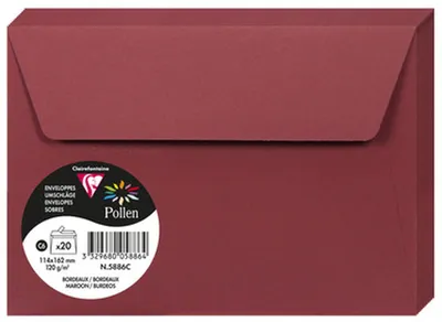 Zdjęcie produktu dla Clairefontaine Koperty C6 Pollen 120 g bordowe 20 sztuk