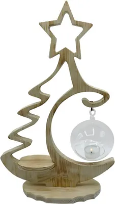 Produktbild von Teelichthalter Dekochristbaum mit Glaskugel Natur BxHxT 30x45x10cm NEU