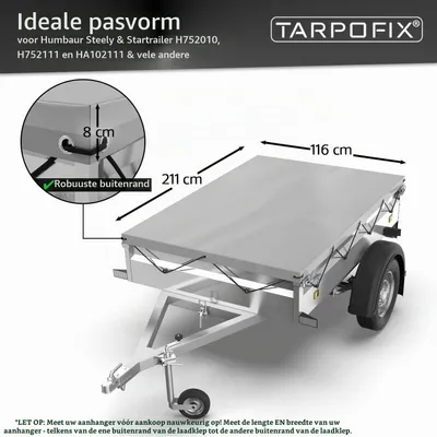 Imagen del producto de Lona de cobertura para remolque, 211 x 116 cm, color gris, PVC. Impermeable y resistente a los rayos UV