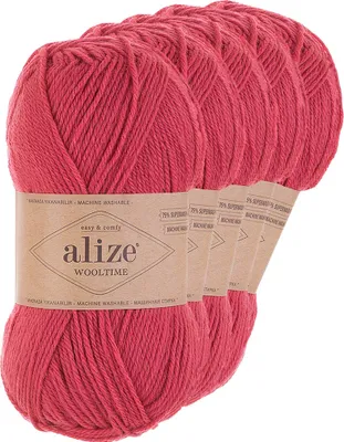 5 x 100g Sockenwolle Alize Wooltime 75% Wolle OEKO-Tex 100 Strickgarn Häkelgarn Farbwahl 740 himbeerrot