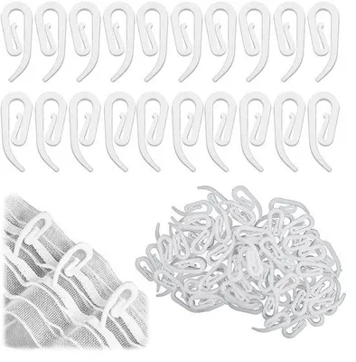 Obrázok produktu pre Plastové háčiky na sprchovú závesu, 100 ks, biele, 28 x 12 mm