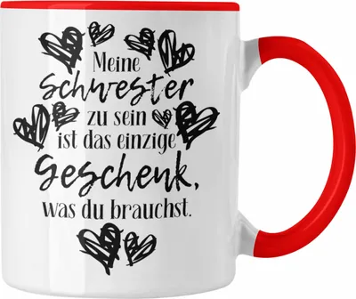 Produktbild von Trendation - Beste Schwester Tasse Spruch Geschenkidee Geburtstag Schwester von Schwester Bruder (Rot)