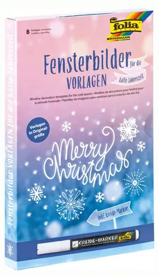 Produktbild von folia 39129 - Fensterbilder Vorlagen für die KALTE Jahreszeit, inkl. 8 Malvorlagen und 1 Kreidemarker