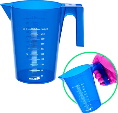 Produktbild von Kunststoff-Messbecher 500 ml PP blau lackierte Skala mit Griff